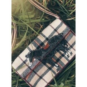 ANTHROPOLOGIE THE FIONA BEADED BAG Plaid Horse Pony Purse Handbag NWT RARE